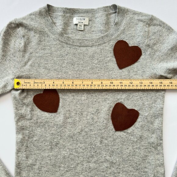 J.Crew Gray Sweater with Leather Heart Appliqué – Size XS - Picture 6 of 9